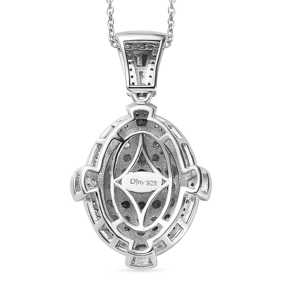 Narsipatnam Alexandrite and White Zircon Art and Deco Pendant Necklace 20 Inches in Rhodium Over Sterling Silver 2.50 ctw
