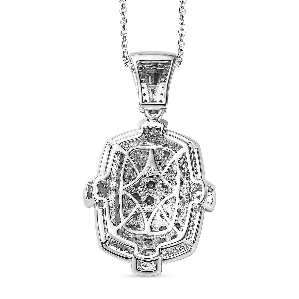 Narsipatnam Alexandrite and White Zircon Art and Deco Pendant Necklace 20 Inches in Rhodium Over Sterling Silver 2.60 ctw