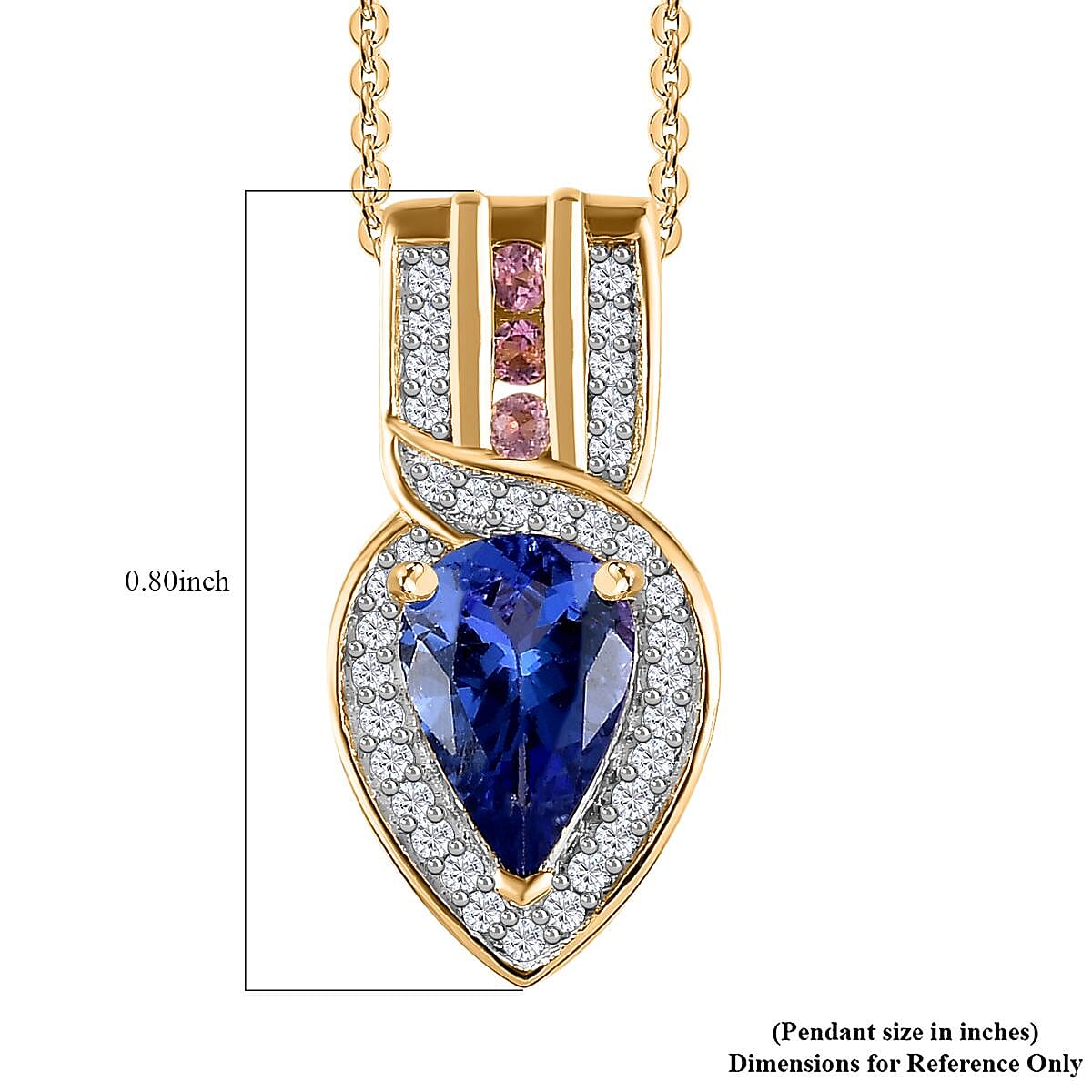 Tanzanite and Multi Gemstone Pendant Necklace 20 Inches in 18K Vermeil Yellow Gold Over Sterling Silver 1.65 ctw image number 6