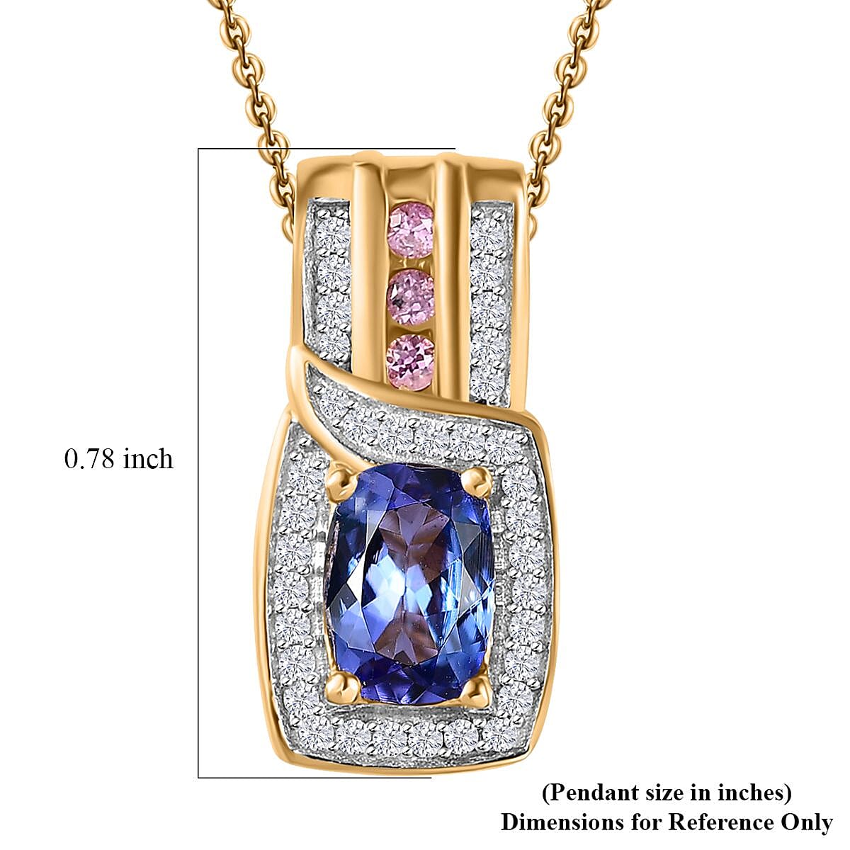 Tanzanite and Multi Gemstone Pendant Necklace 20 Inches in 18K Vermeil Yellow Gold Over Sterling Silver 1.55 ctw image number 5