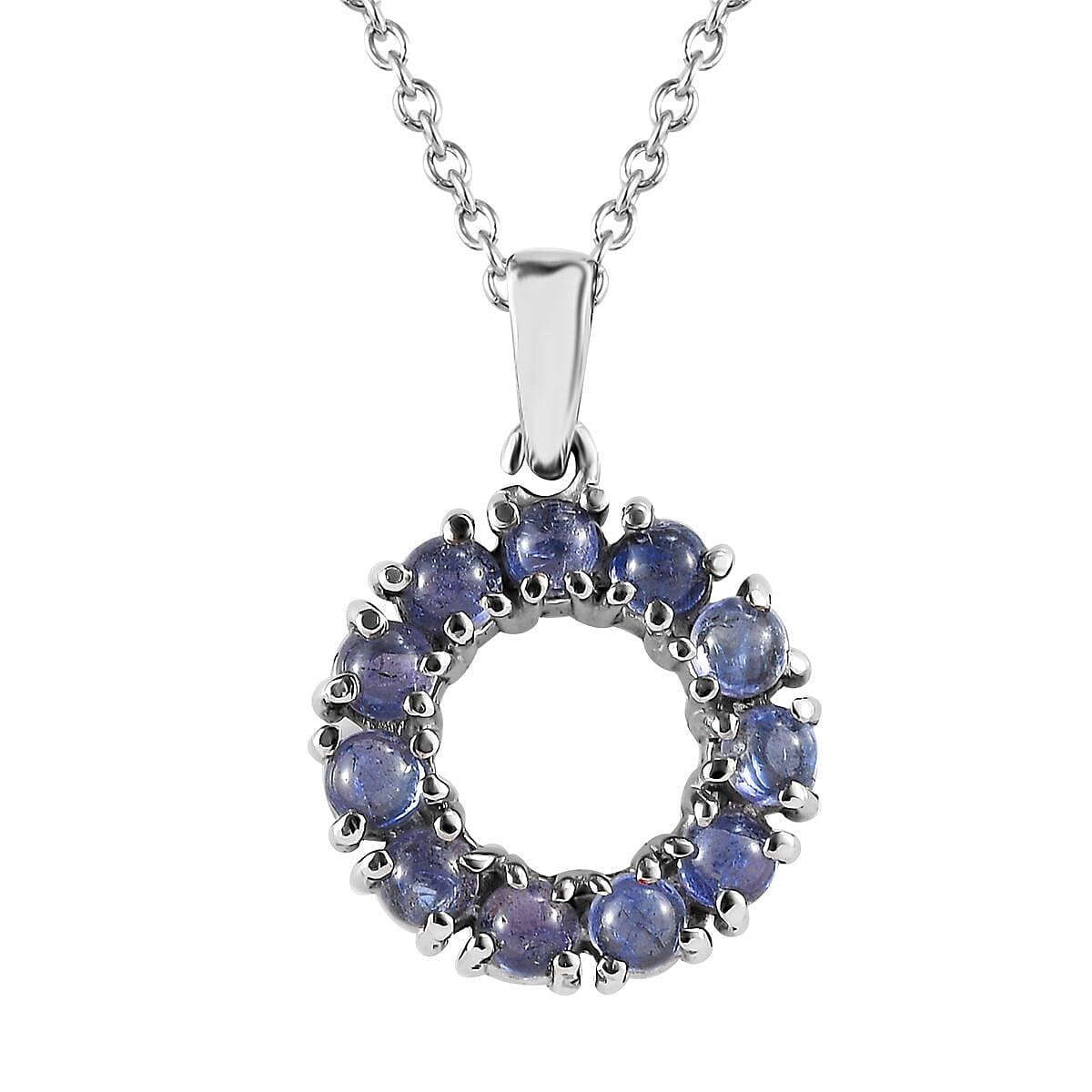 Tanzanite 1.35 ctw Circle Pendant Necklace in Stainless Steel 20 Inches image number 0