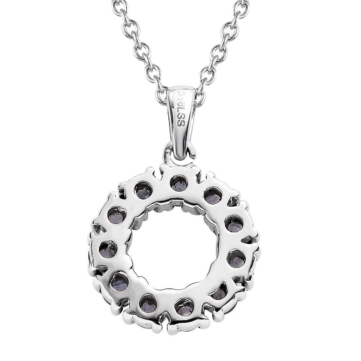 Tanzanite 1.35 ctw Circle Pendant Necklace in Stainless Steel 20 Inches image number 4