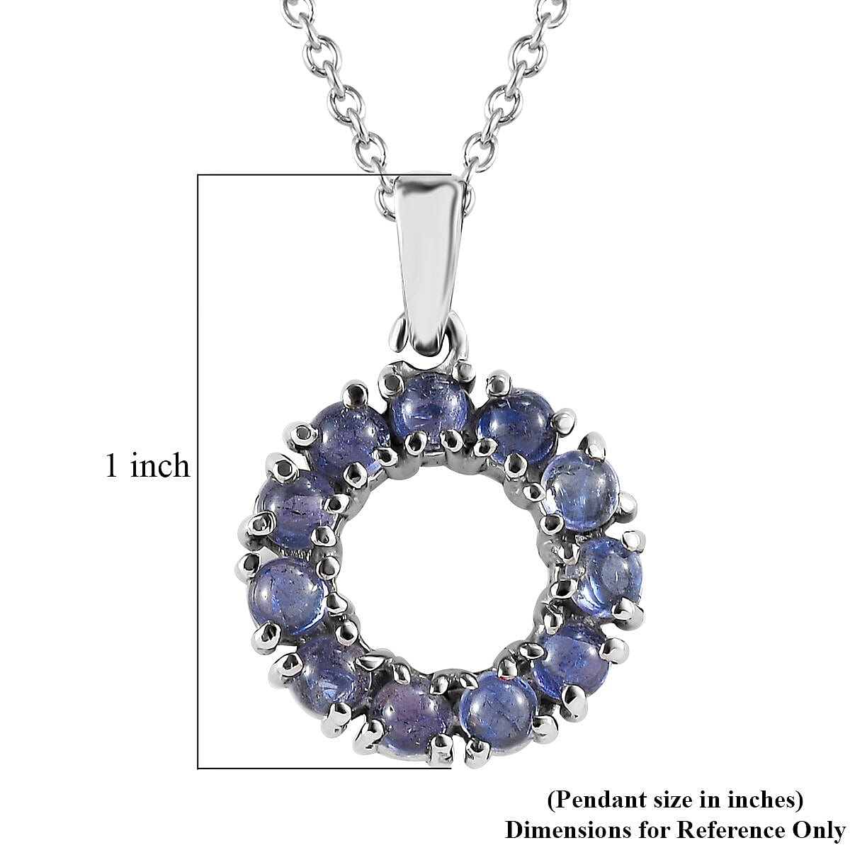 Tanzanite 1.35 ctw Circle Pendant Necklace in Stainless Steel 20 Inches image number 6