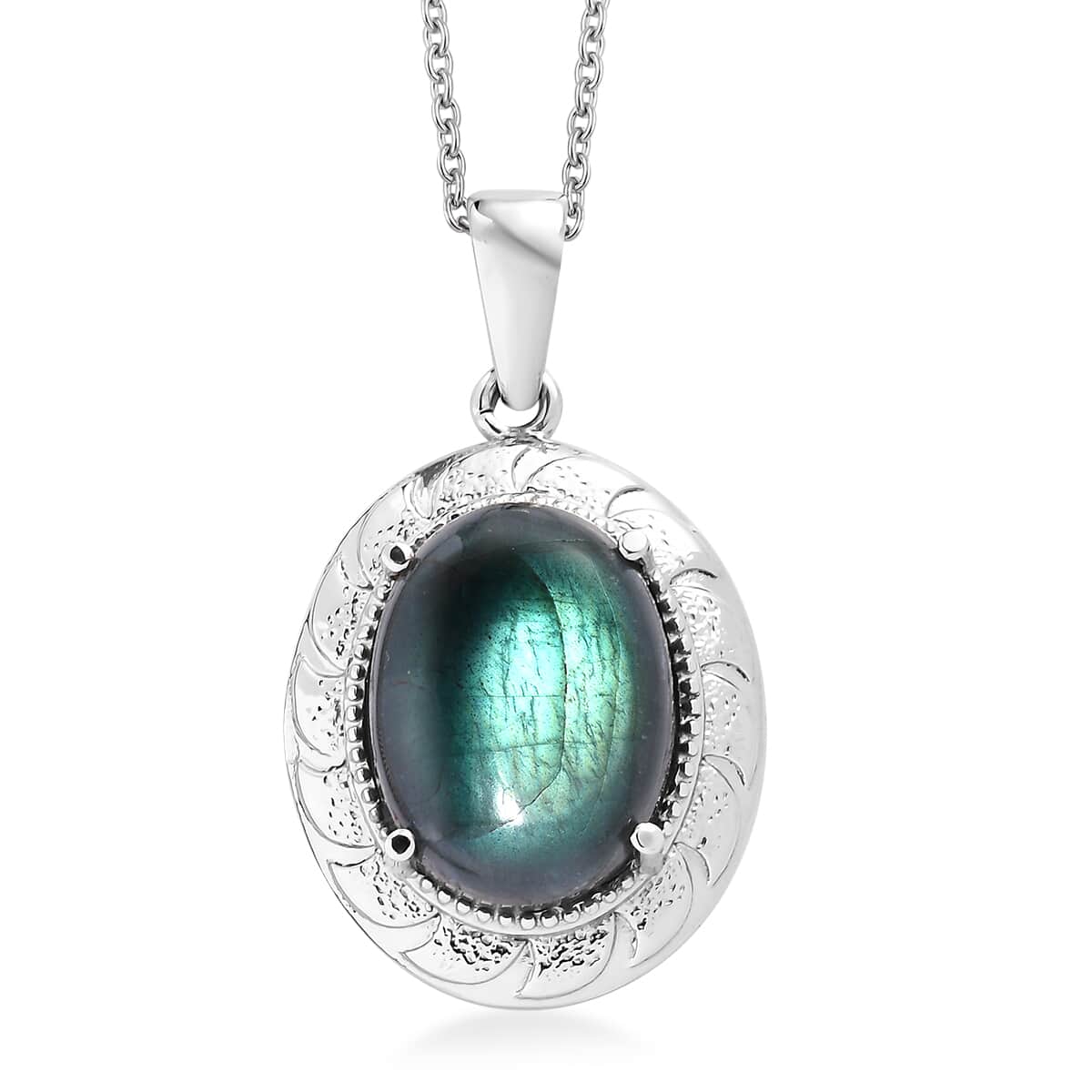 Karis Malagasy Labradorite 17.35 ctw Pendant in Platinum Bond with Stainless Steel Necklace 20 Inches image number 0