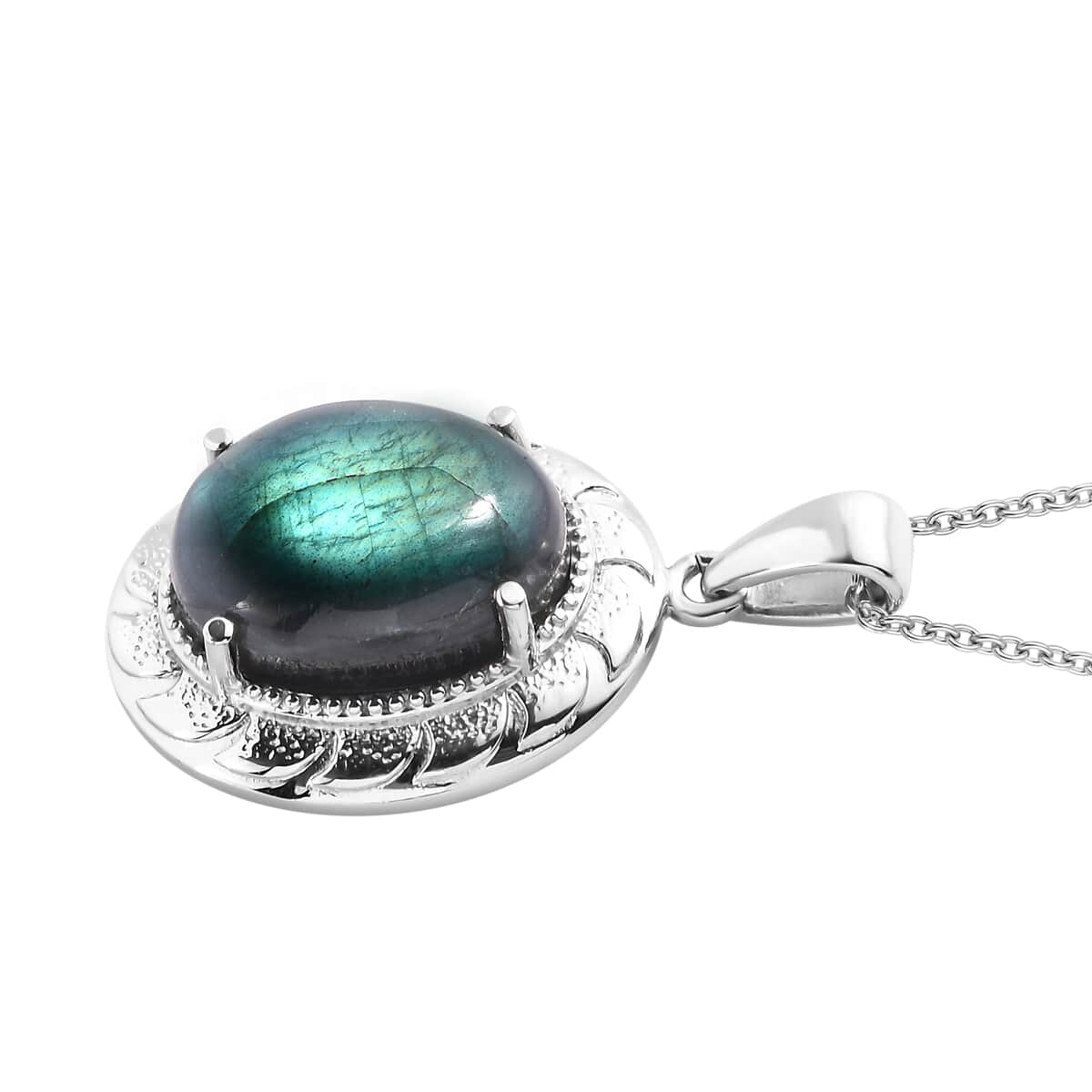 Karis Malagasy Labradorite 17.35 ctw Pendant in Platinum Bond with Stainless Steel Necklace 20 Inches image number 4