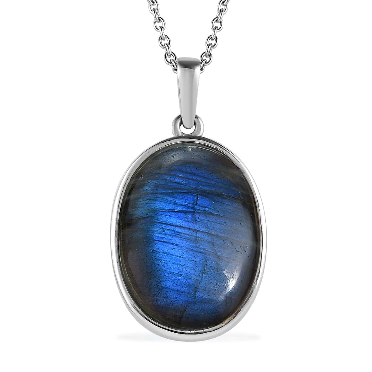 Malagasy Labradorite 19.50 ctw Pendant Necklace in Stainless Steel 20 Inches image number 0