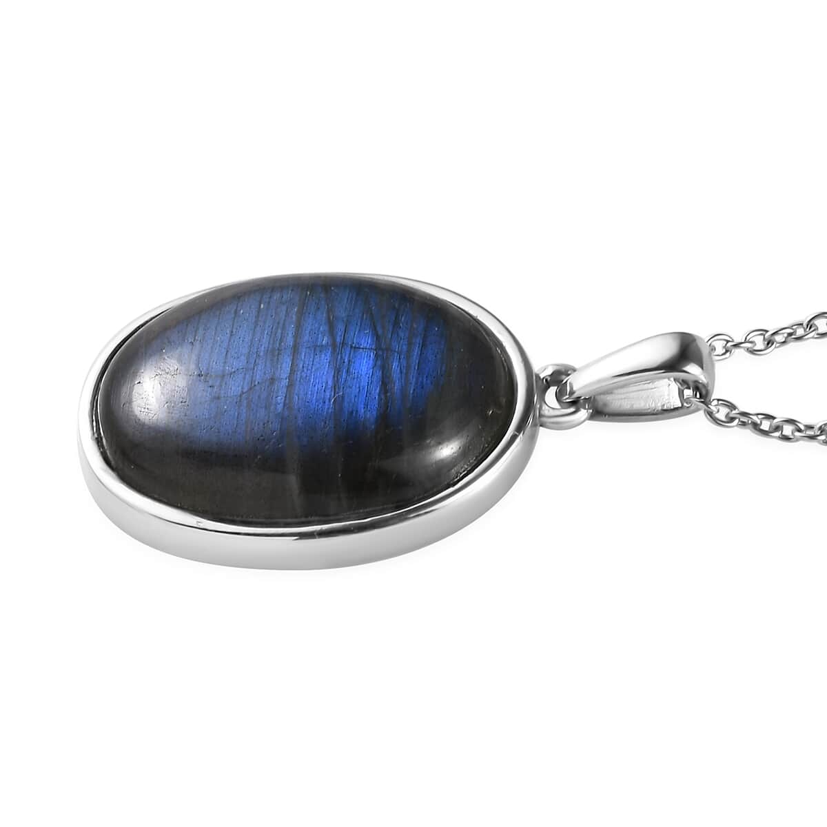 Malagasy Labradorite 19.50 ctw Pendant Necklace in Stainless Steel 20 Inches image number 4