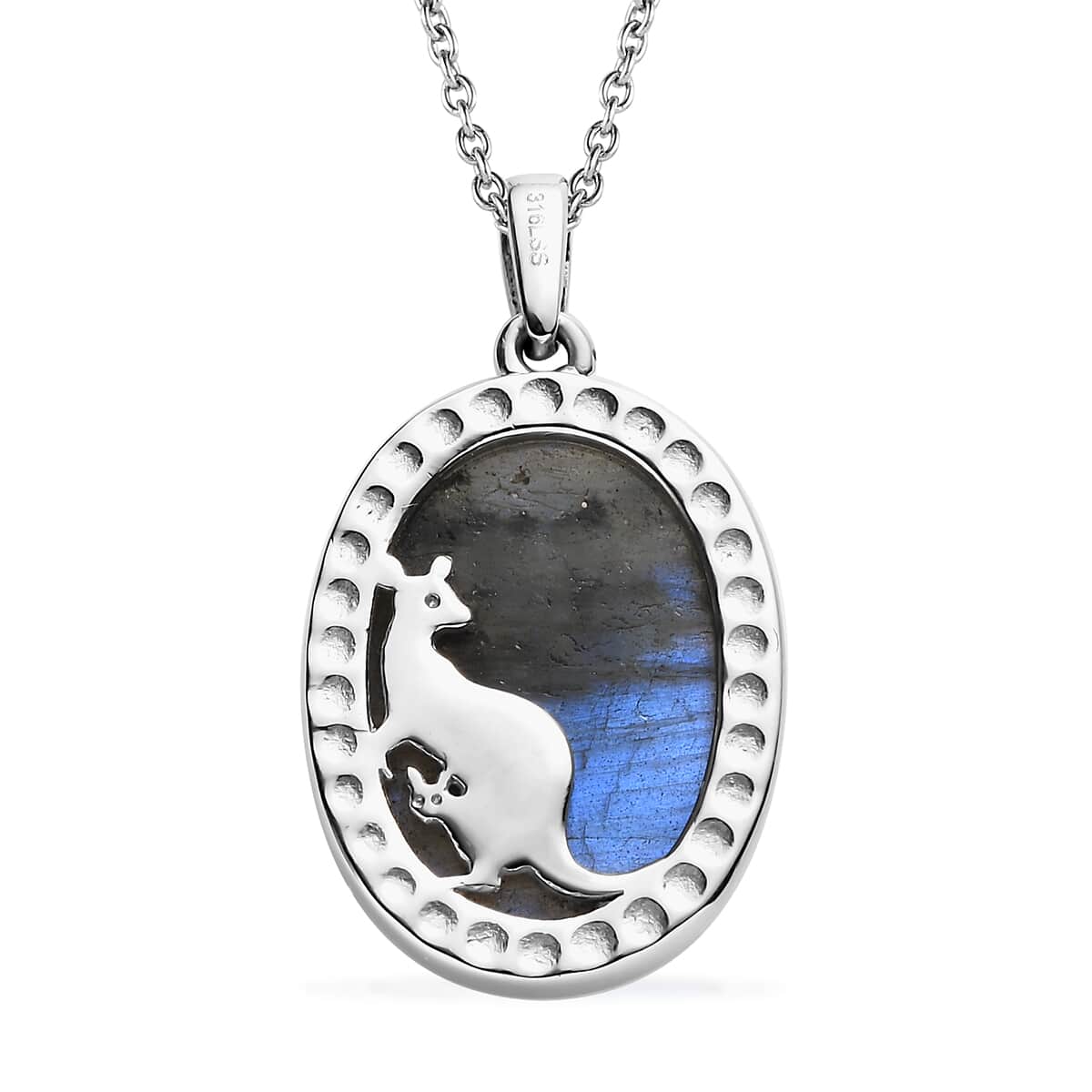 Malagasy Labradorite 19.50 ctw Pendant Necklace in Stainless Steel 20 Inches image number 5