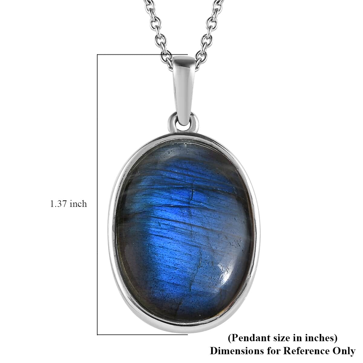 Malagasy Labradorite 19.50 ctw Pendant Necklace in Stainless Steel 20 Inches image number 7