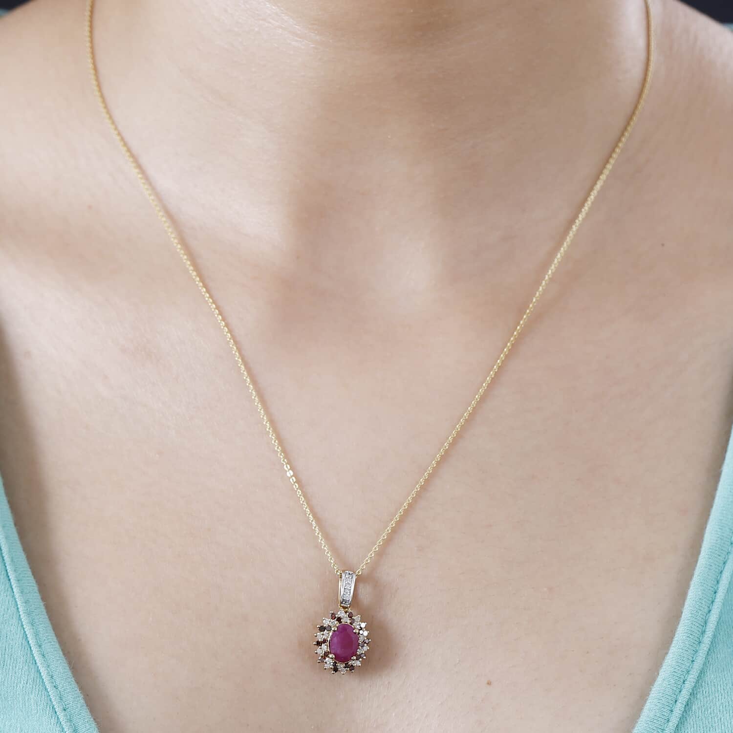 Sterling two tone vermeil Ruby on sale Diamond necklace