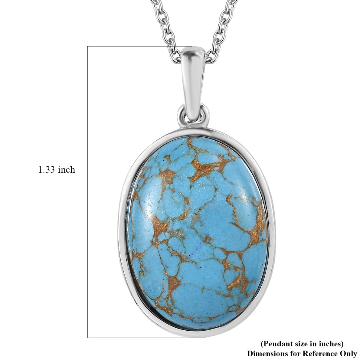 Mojave Blue Turquoise 15.90 ctw Pendant Necklace in Stainless Steel 20 Inches image number 5