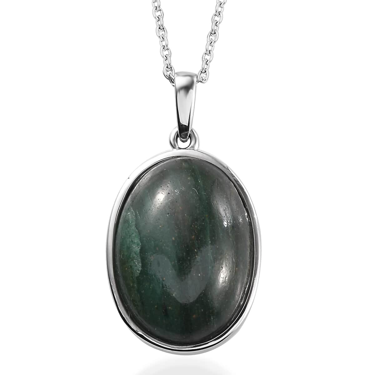 Green Aventurine 20.00 ctw Pendant Necklace in Stainless Steel 20 Inches image number 0