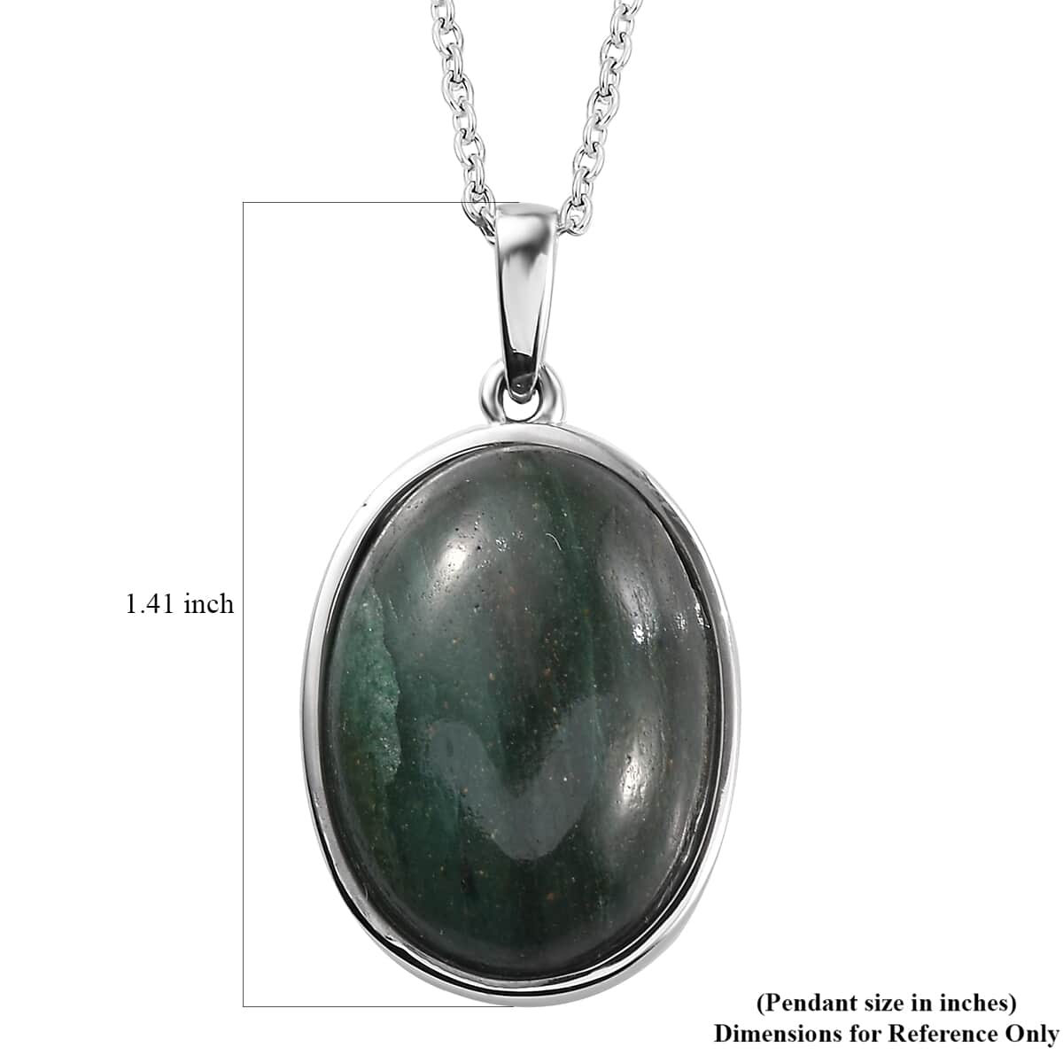 Green Aventurine 20.00 ctw Pendant Necklace in Stainless Steel 20 Inches image number 6