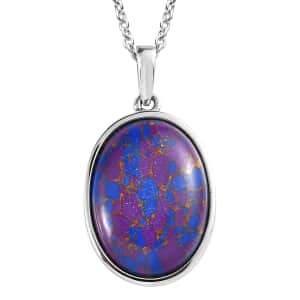 Mojave Purple Turquoise 15.15 ctw Pendant Necklace in Stainless Steel 20 Inches