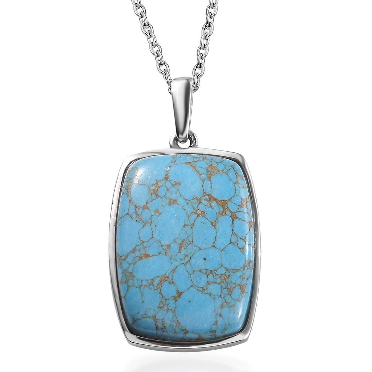 Mojave Blue Turquoise 22.70 ctw Pendant Necklace in Stainless Steel 20 Inches image number 0