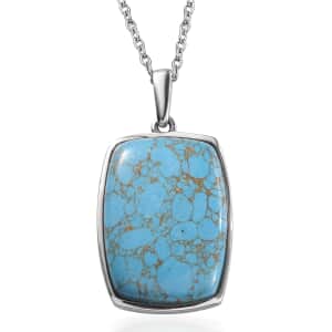 Mojave Blue Turquoise 22.70 ctw Pendant Necklace in Stainless Steel 20 Inches