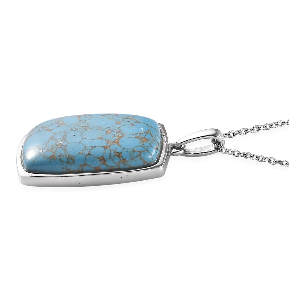 Mojave Blue Turquoise 22.70 ctw Pendant Necklace in Stainless Steel 20 Inches image number 3