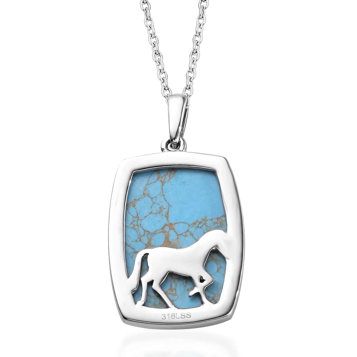 Mojave Blue Turquoise 22.70 ctw Pendant Necklace in Stainless Steel 20 Inches image number 4