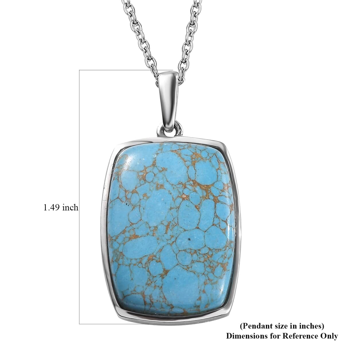 Mojave Blue Turquoise 22.70 ctw Pendant Necklace in Stainless Steel 20 Inches image number 6