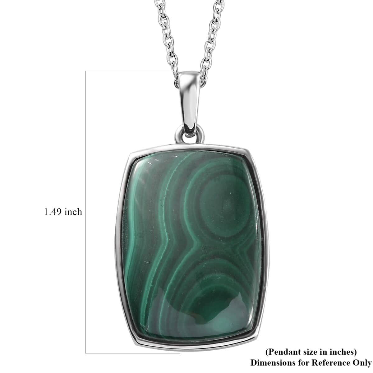 African Malachite 30.40 ctw Pendant Necklace in Stainless Steel 20 Inches image number 6