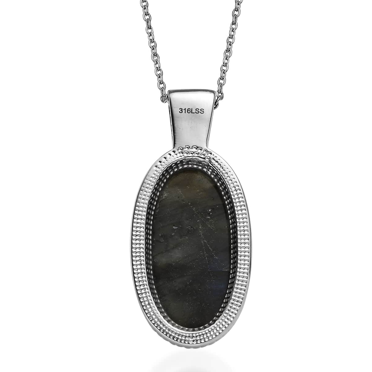 Malagasy Labradorite Pendant Necklace (20 Inches) in Stainless Steel 25.25 ctw image number 5