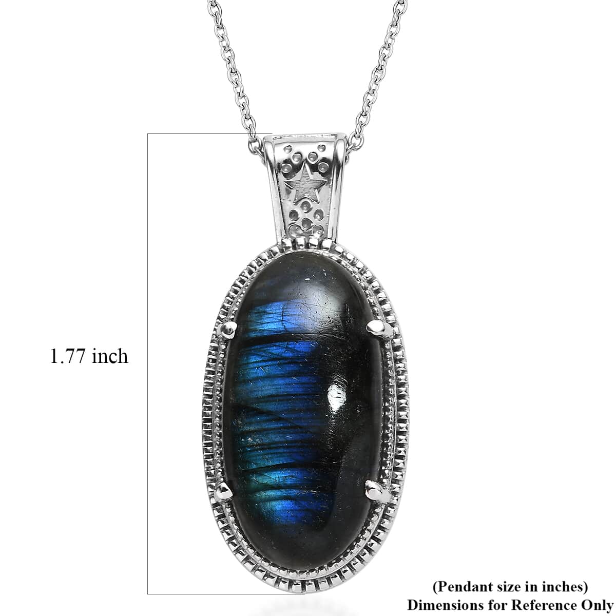 Malagasy Labradorite Pendant Necklace (20 Inches) in Stainless Steel 25.25 ctw image number 7