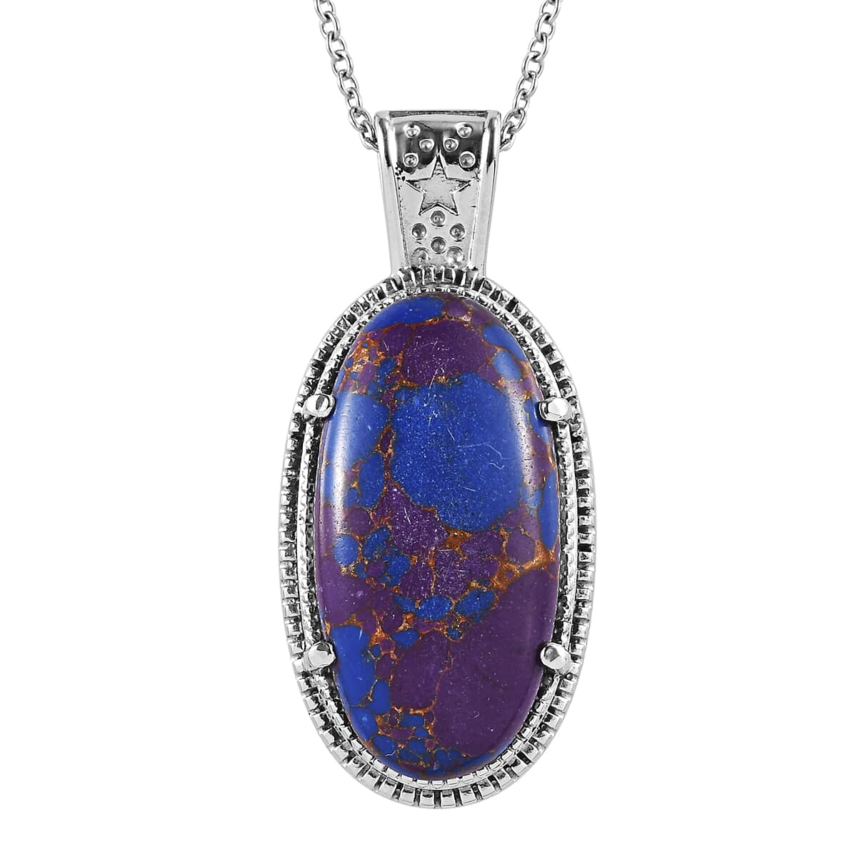 Mojave Purple Turquoise 18.00 ctw Pendant Necklace in Stainless Steel 20 Inches image number 0