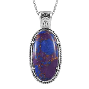 Mojave Purple Turquoise 18.00 ctw Pendant Necklace in Stainless Steel 20 Inches