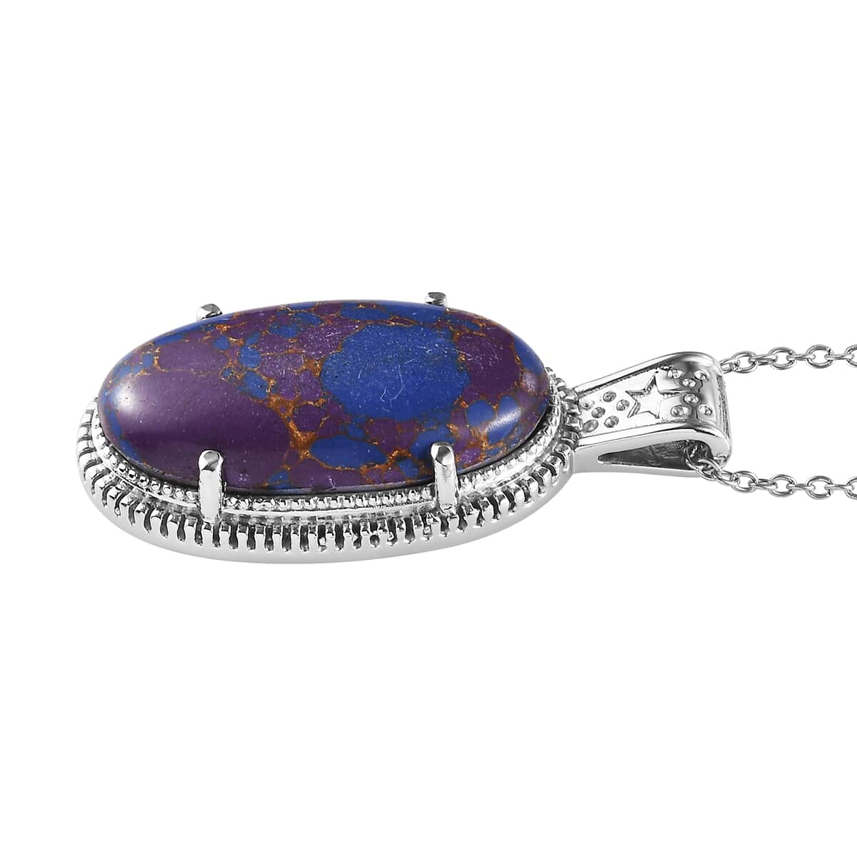 Mojave Purple Turquoise 18.00 ctw Pendant Necklace in Stainless Steel 20 Inches image number 3