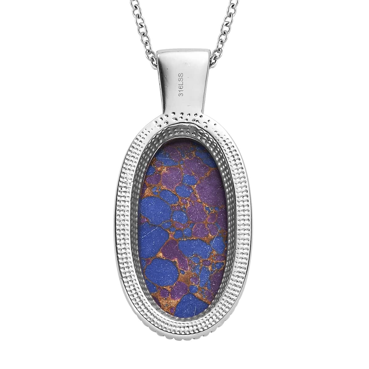 Mojave Purple Turquoise 18.00 ctw Pendant Necklace in Stainless Steel 20 Inches image number 4