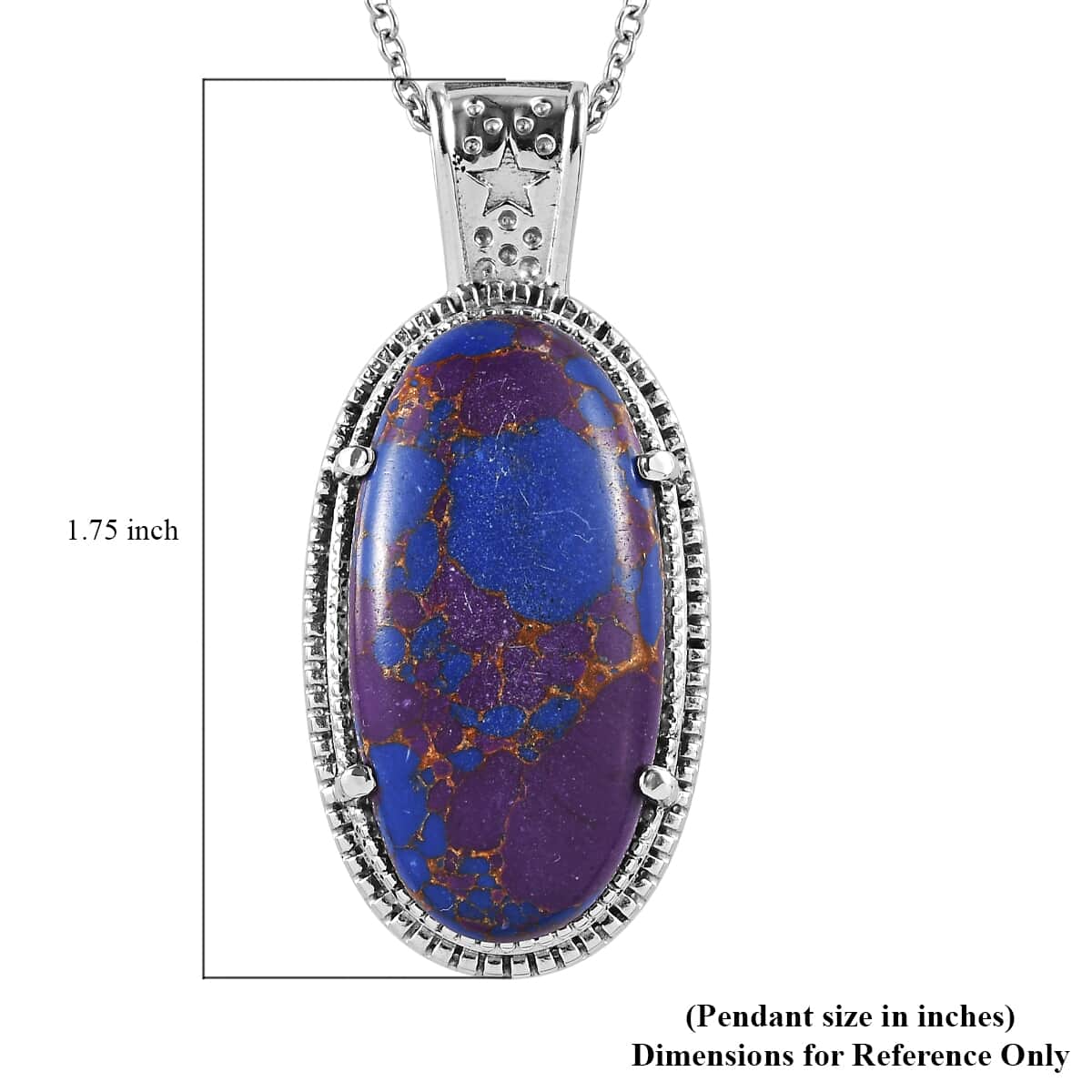 Mojave Purple Turquoise 18.00 ctw Pendant Necklace in Stainless Steel 20 Inches image number 5