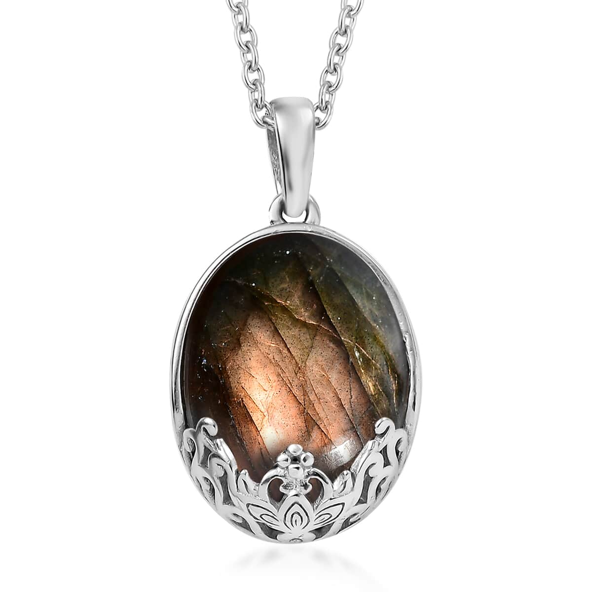 Karis Malagasy Labradorite 20.25 ctw Pendant in Platinum Bond with Stainless Steel Necklace 20 Inches image number 0