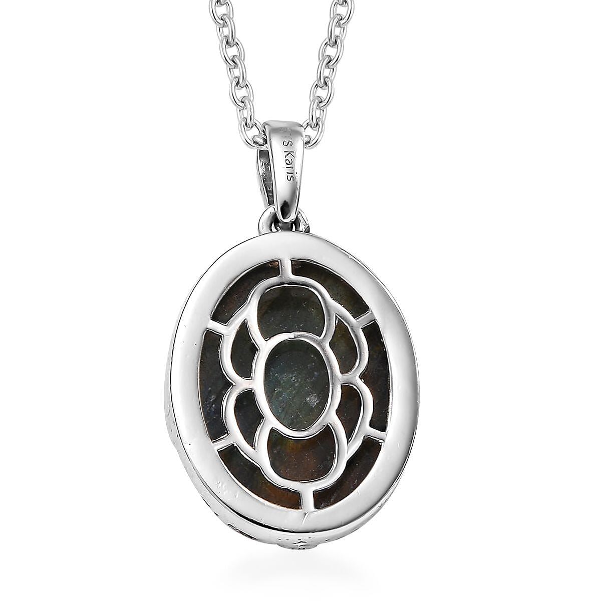 Karis Malagasy Labradorite 20.25 ctw Pendant in Platinum Bond with Stainless Steel Necklace 20 Inches