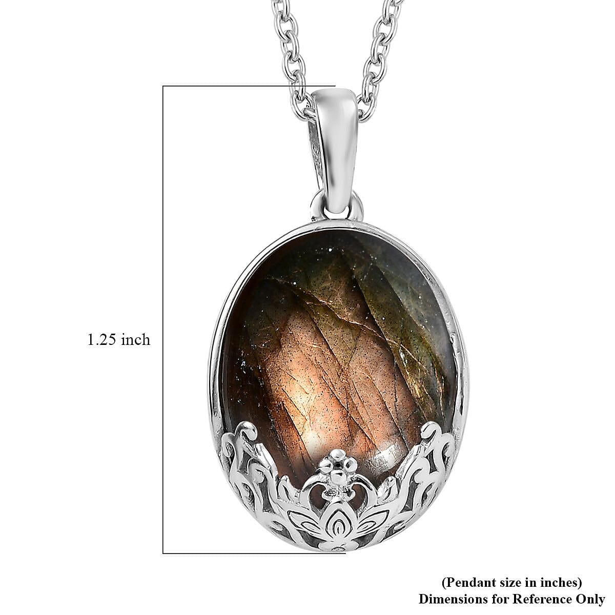 Karis Malagasy Labradorite 20.25 ctw Pendant in Platinum Bond with Stainless Steel Necklace 20 Inches