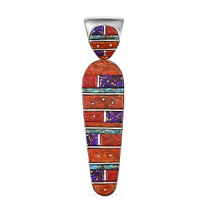 Santa Fe Style Multi Gemstone Earrings and Pendant in Sterling Silver 80.00 ctw