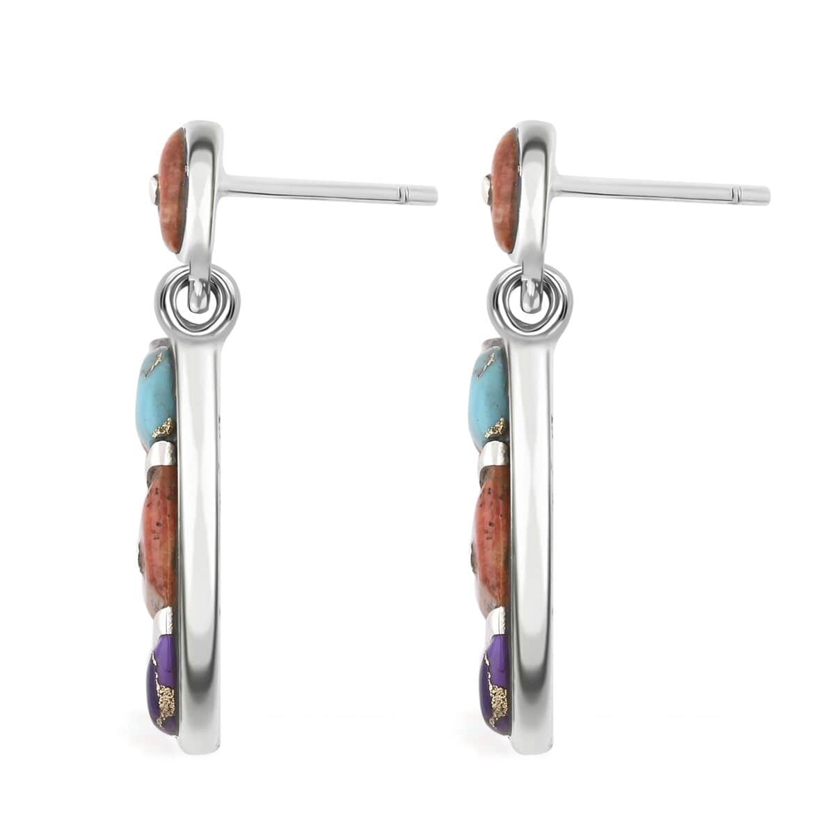 Santa Fe Style Multi Gemstone Earrings and Pendant in Sterling Silver 80.00 ctw image number 4