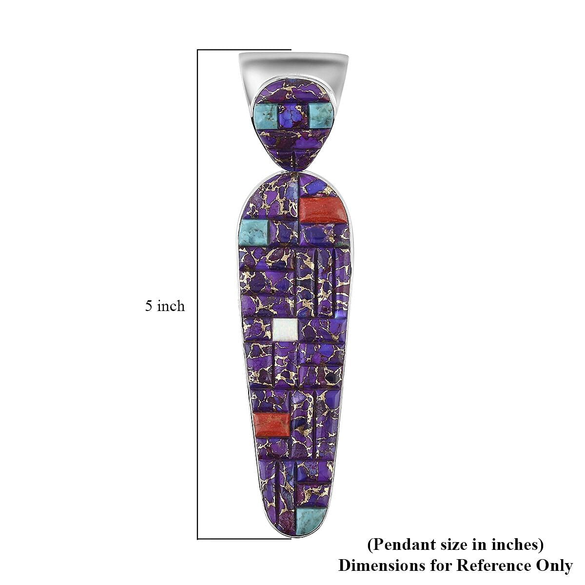 Santa Fe Style Mojave Blue & Purple Turquoise Earrings and Pendant without Chain in Sterling Silver 75.00 ctw image number 2
