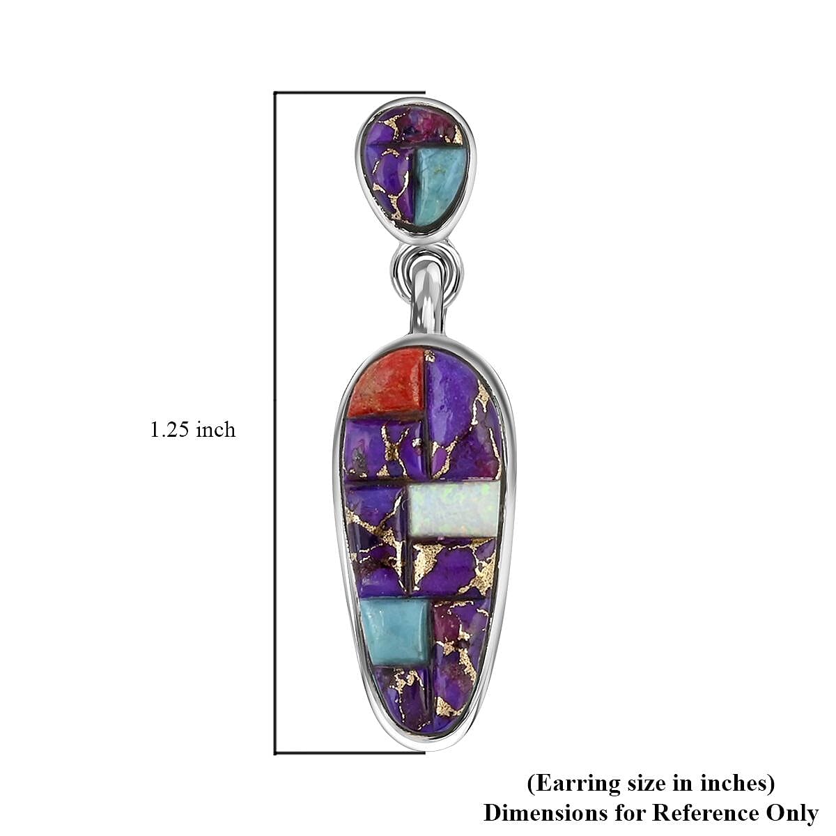Santa Fe Style Mojave Blue & Purple Turquoise Earrings and Pendant without Chain in Sterling Silver 75.00 ctw image number 5