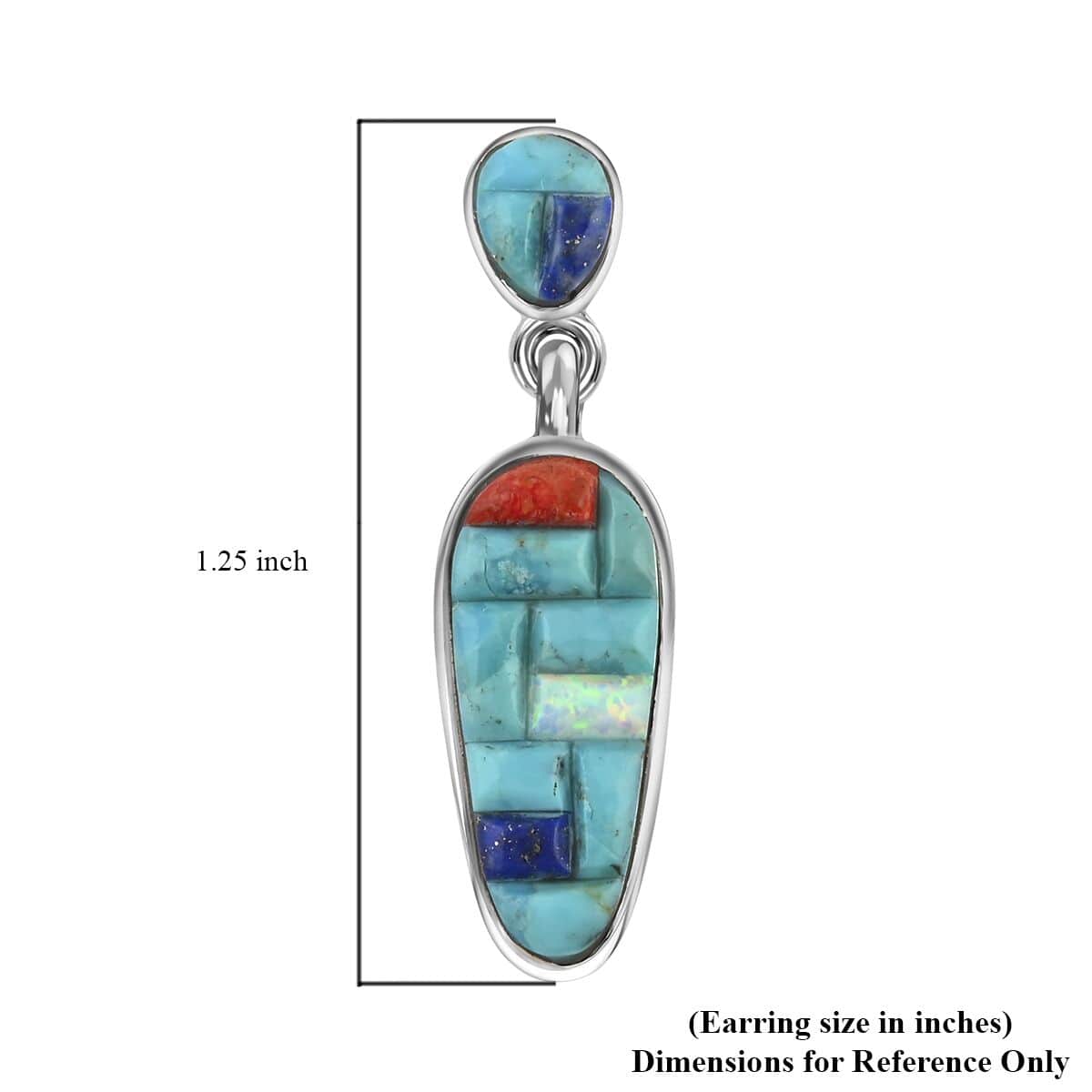 Santa Fe Style Turquoise Earrings and Pendant in Sterling Silver 78.00 ctw image number 5