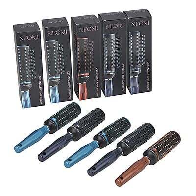 Set of 5 Portable Easy Clean Rotating Brush - 2 Navy, 2 Blue and 1 Brown (9.85x2.76)