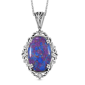 Karis Mojave Purple Turquoise 25.25 ctw Pendant in Platinum Bond with Stainless Steel Necklace 20 Inches