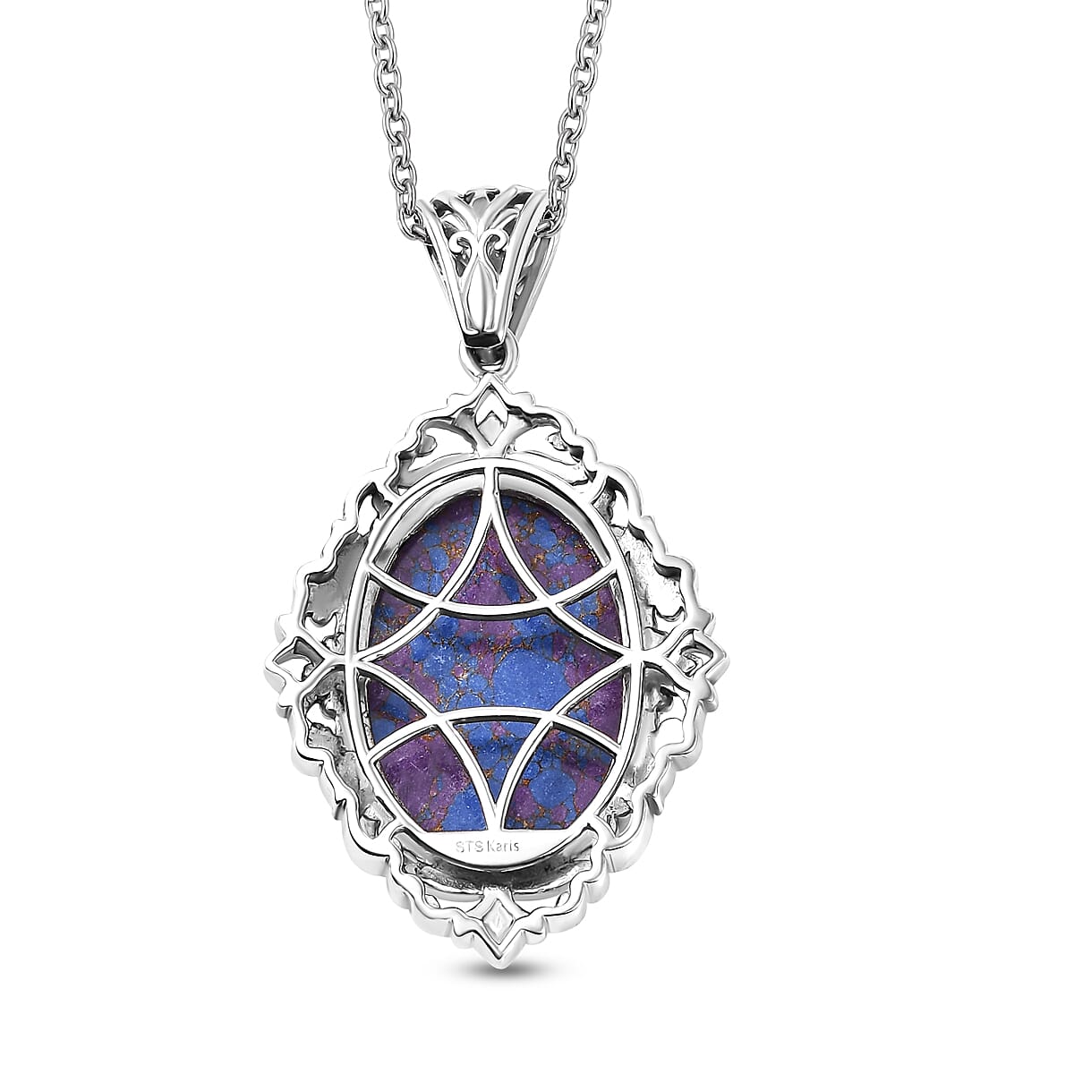 Karis Mojave Purple Turquoise 25.25 ctw Pendant in Platinum Bond with Stainless Steel Necklace 20 Inches image number 4