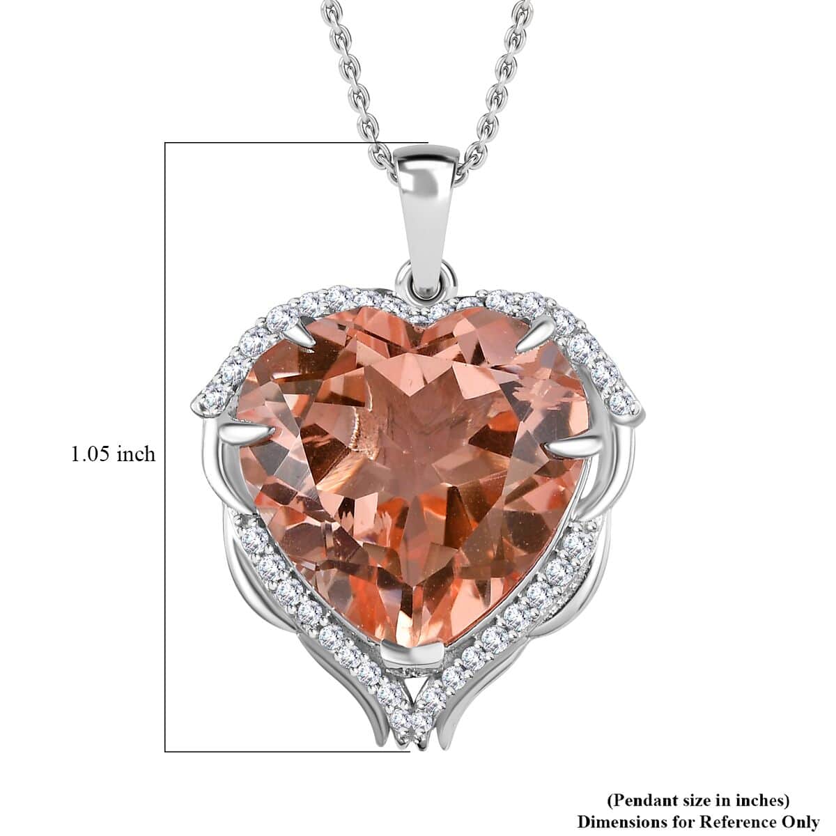 Morganique Quartz (Triplet) and White Zircon Heart Pendant Necklace 20 Inches in Rhodium Over Sterling Silver 11.70 ctw image number 5