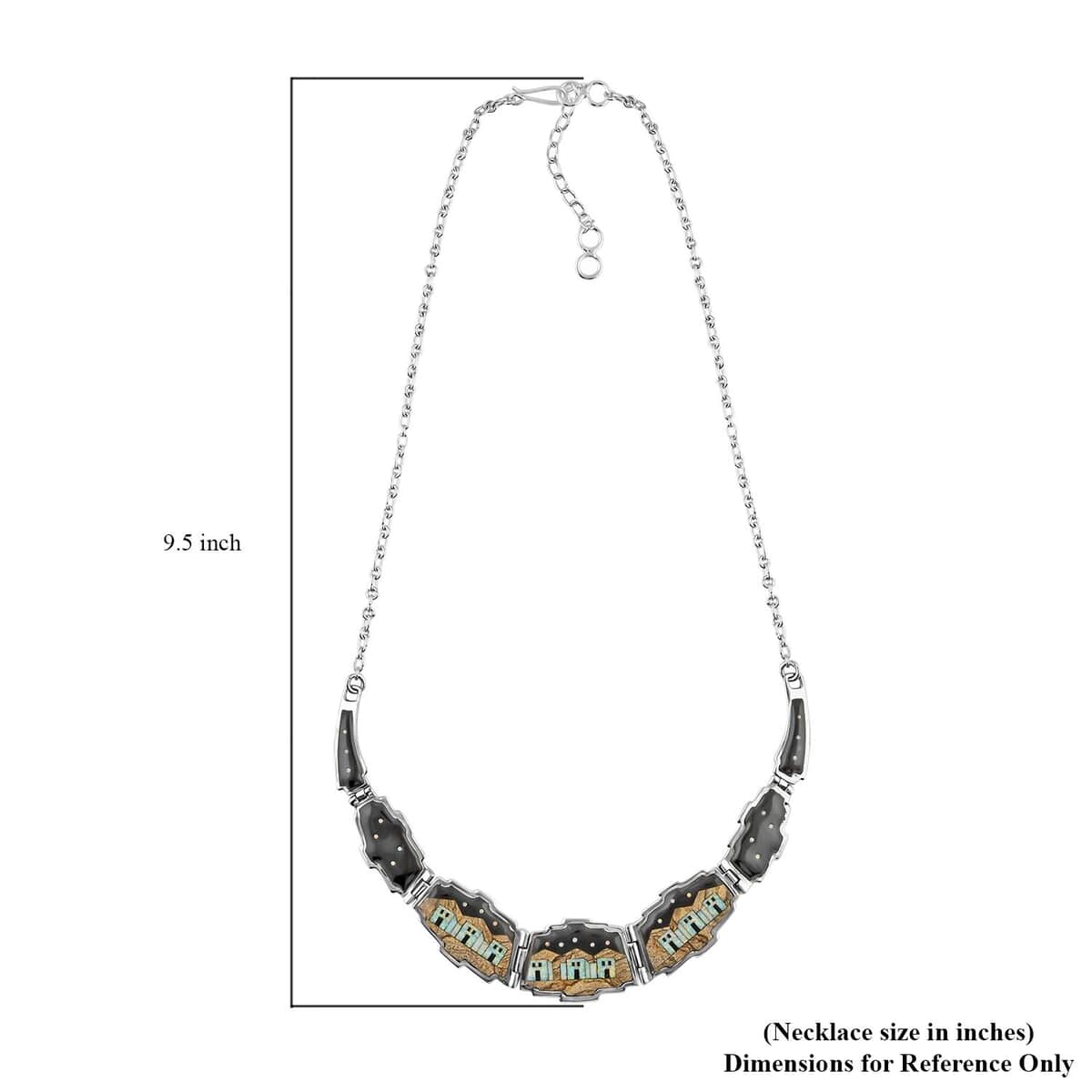 Santa Fe Style Black Onyx and Multi Gemstone Necklace 18 Inches and Earrings in Sterling Silver 45.75 ctw image number 3