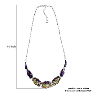 Santa Fe Style Purple Turquoise and Multi Gemstone Necklace 18-20 Inches and Earrings in Sterling Silver 45.75 ctw