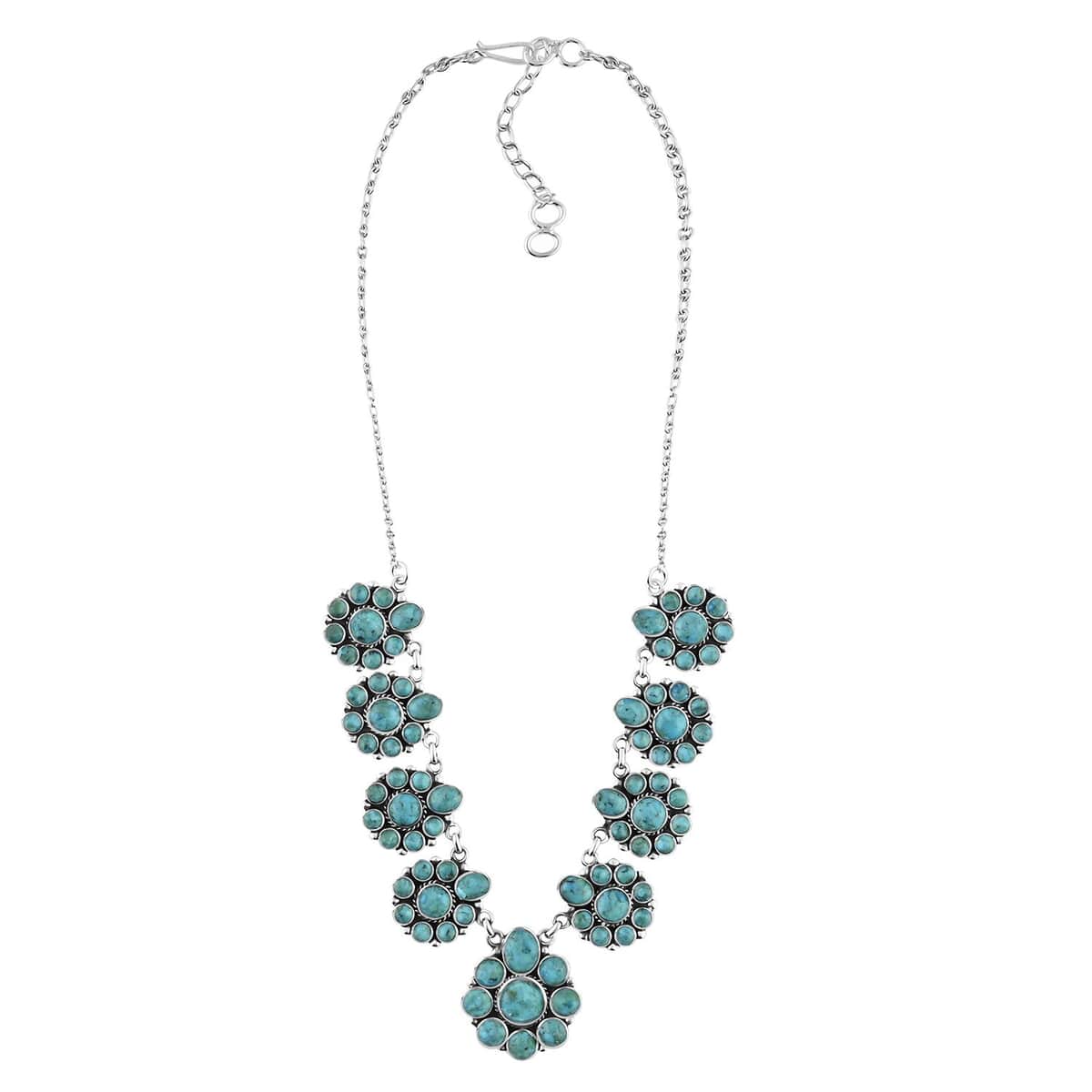 Santa Fe Style Turquoise Earrings and Necklace (18-20 Inches) in Sterling Silver 80.00 ctw image number 1