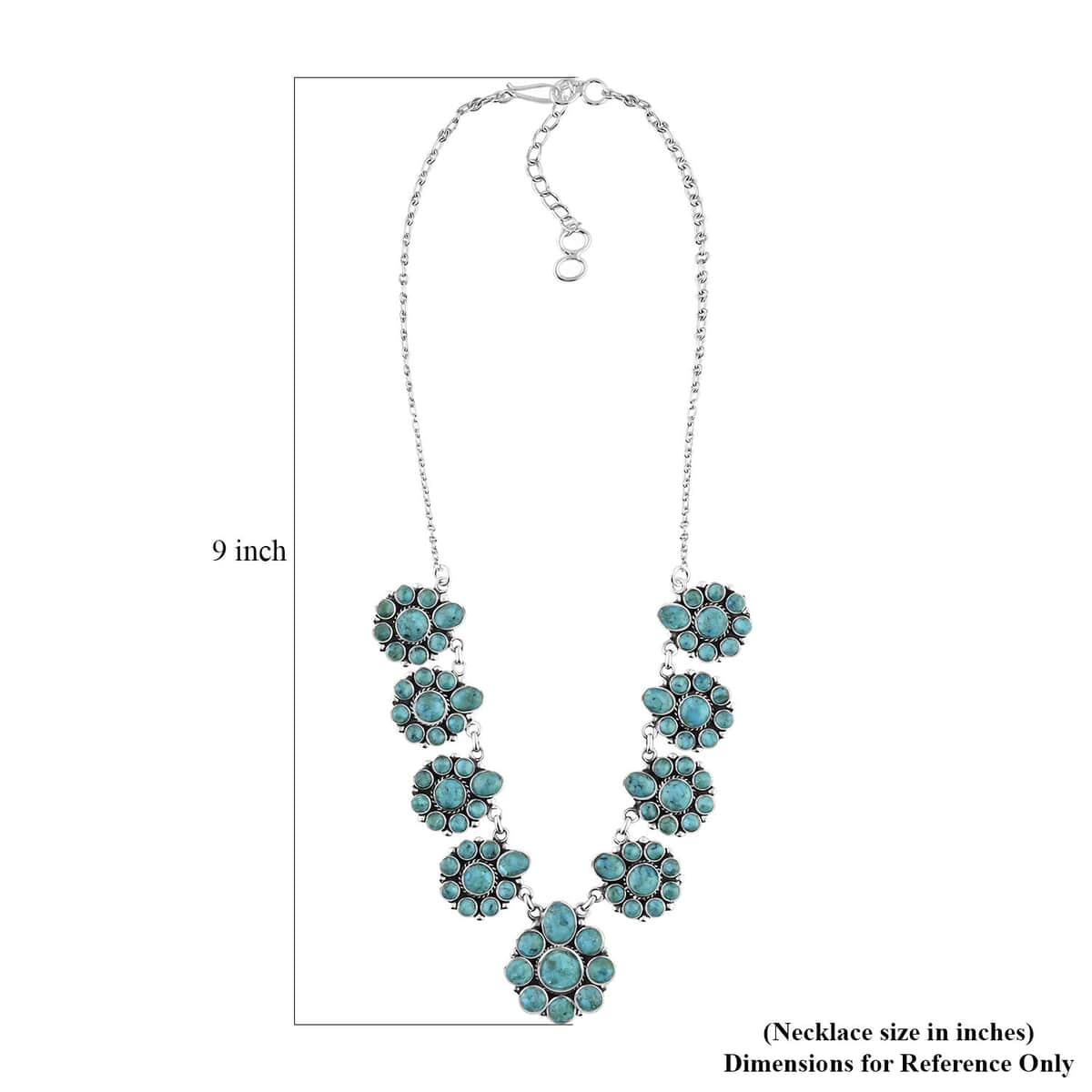 Santa Fe Style Turquoise Earrings and Necklace (18-20 Inches) in Sterling Silver 80.00 ctw image number 3