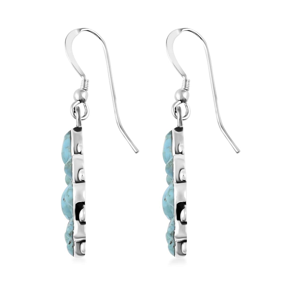 Santa Fe Style Turquoise Earrings and Necklace (18-20 Inches) in Sterling Silver 80.00 ctw image number 5