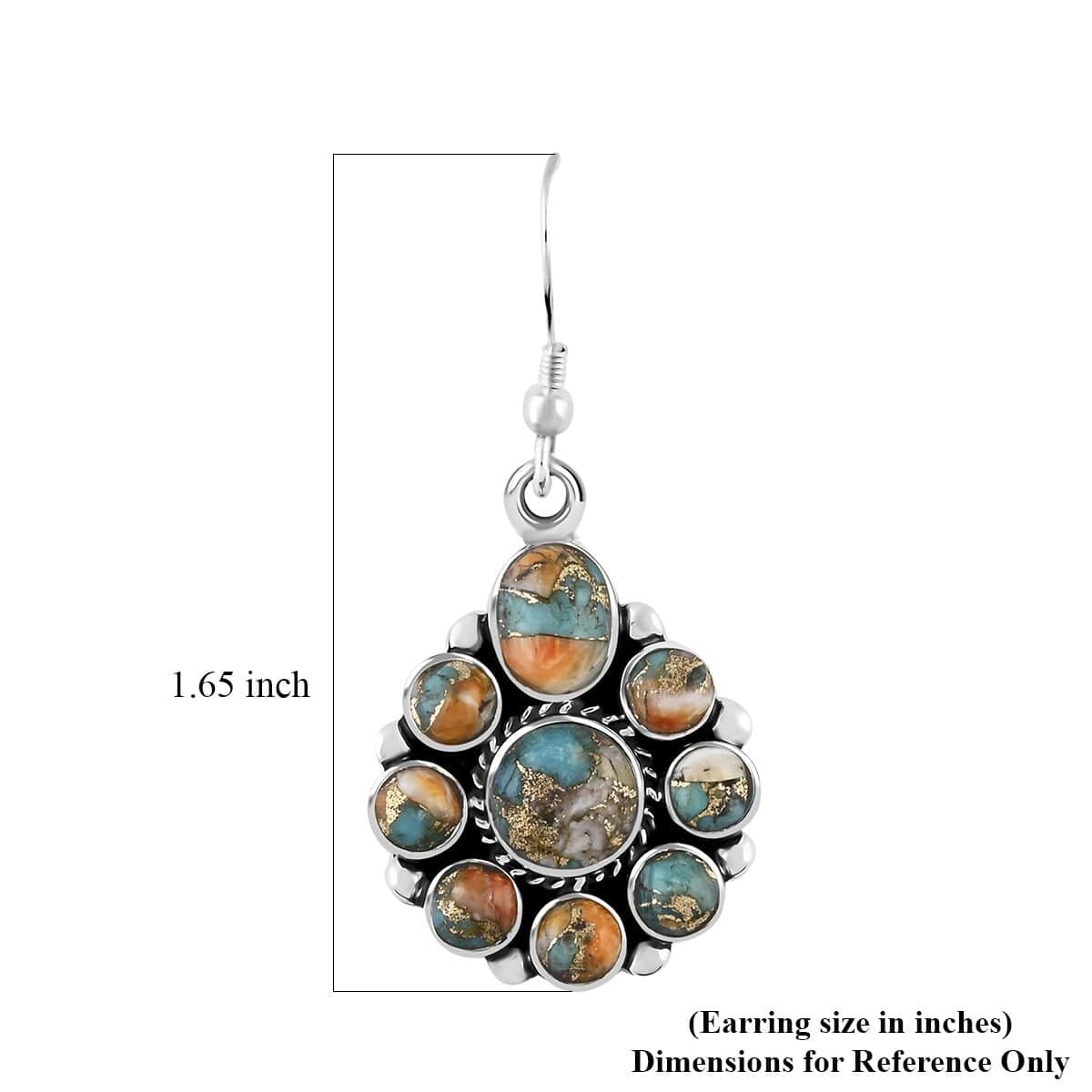 Santa Fe Style Spiny Turquoise Earrings and Necklace 18-20 Inches in Sterling Silver 78.00 ctw image number 6