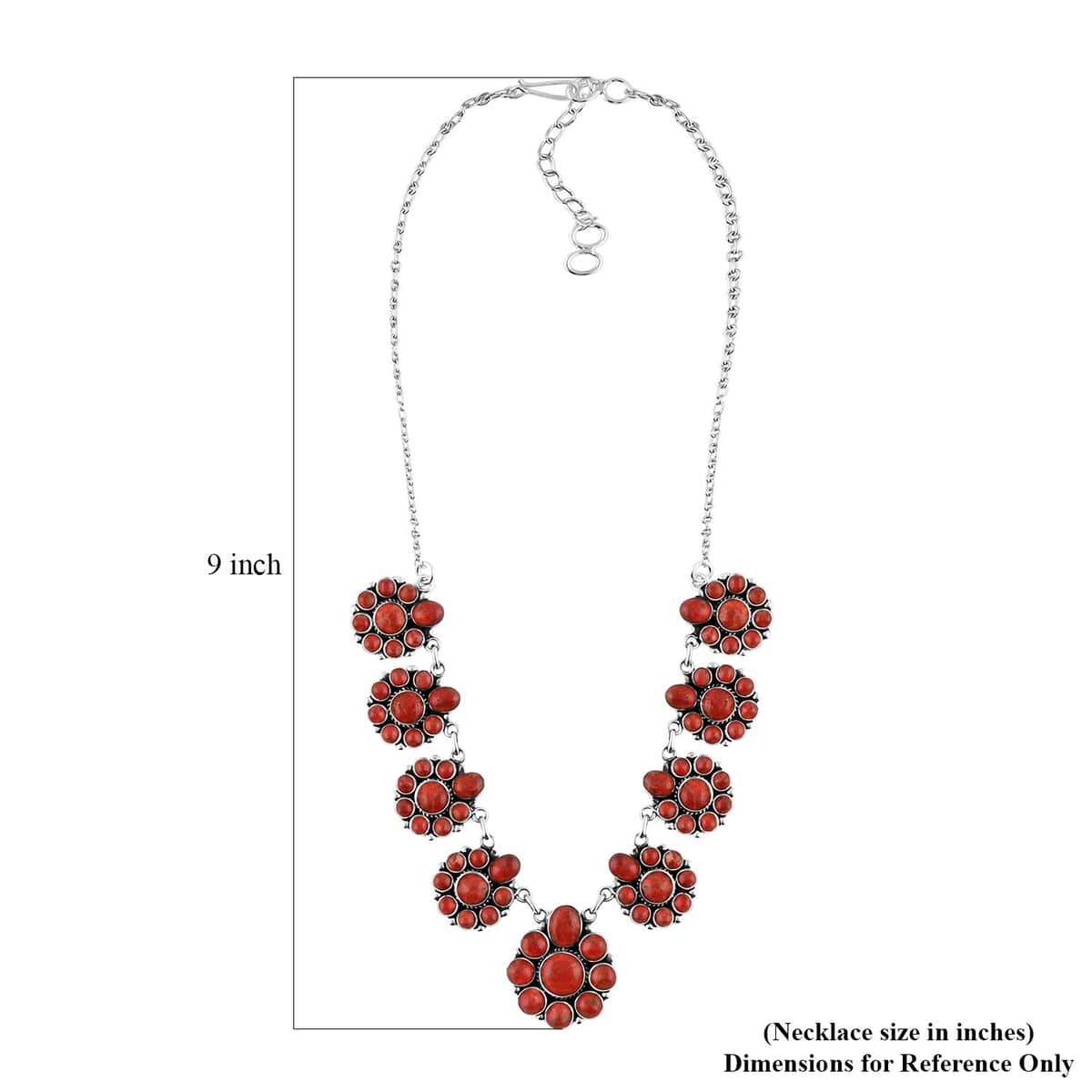 Santa Fe Style Red Coral Earrings and Necklace 18-20 Inches in Sterling Silver image number 3